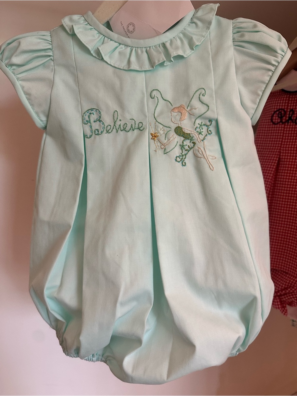 The Proper Peony Believe Embroidered Mint Green